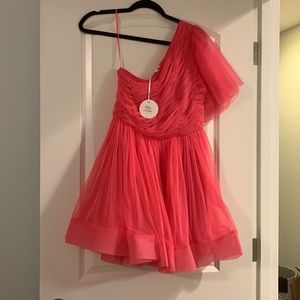 Pink Tulle One Shoulder Dress - Size Small